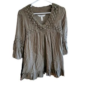 TANTRUMS Dark Military Green Floral Blouse